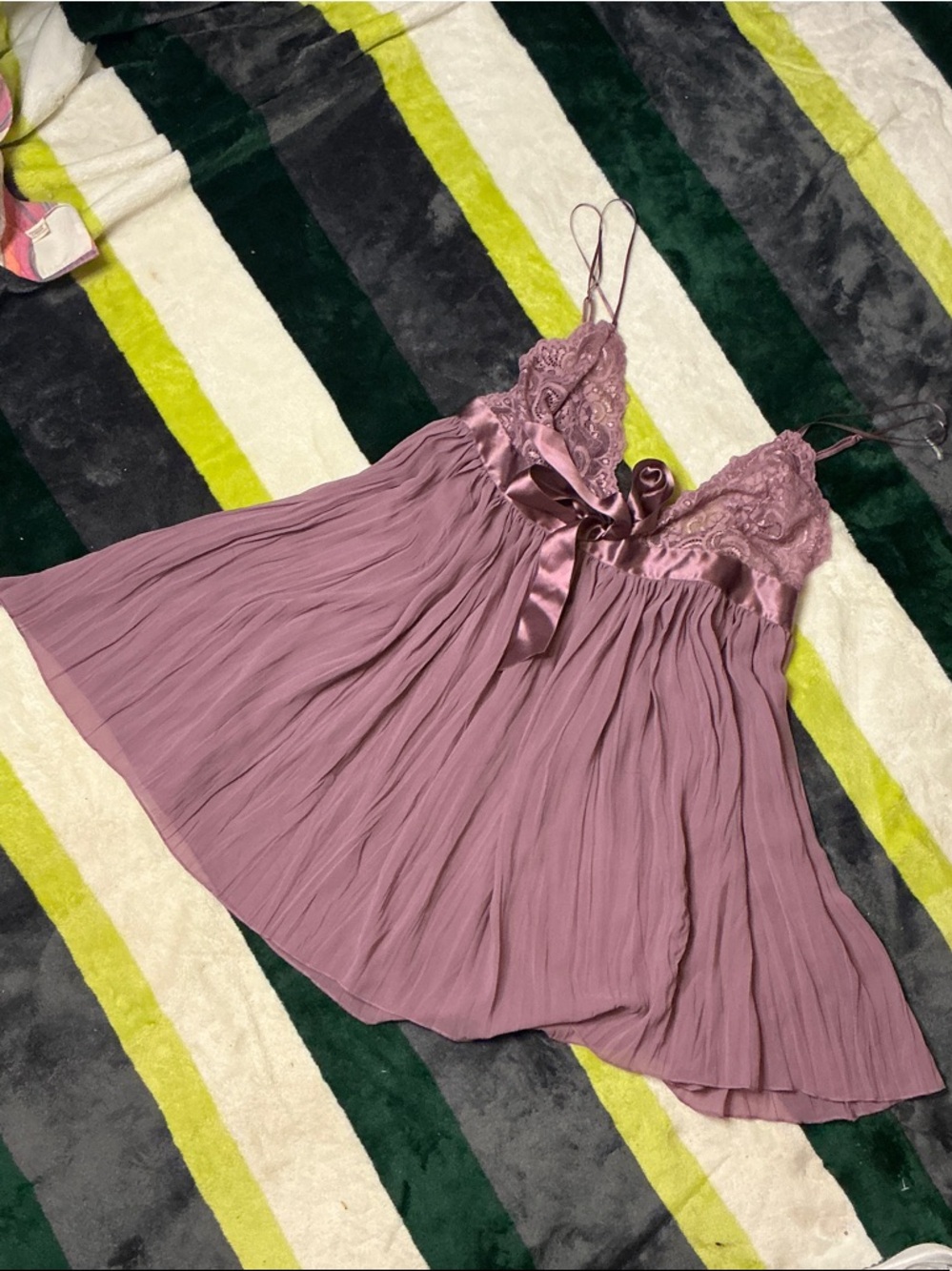 Victoria's Secret Dusty Mauve Lace Satin Chemise